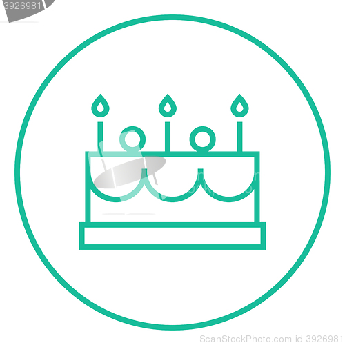 Image of Birthday cake with candles line icon.