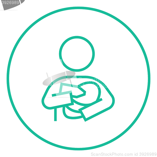 Image of Woman nursing baby line icon.