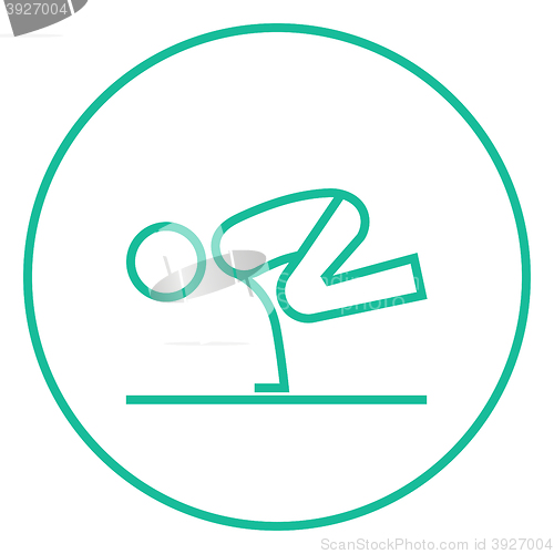 Image of Man practicing yoga line icon.