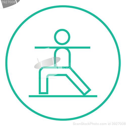 Image of Man practicing yoga line icon.