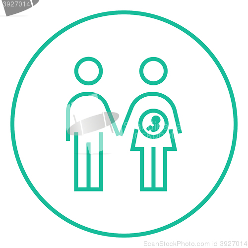 Image of Husband with pregnant wife line icon.