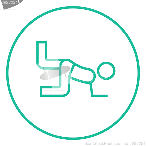 Image of Man exercising buttocks line icon.