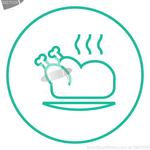 Image of Baked whole chicken line icon.