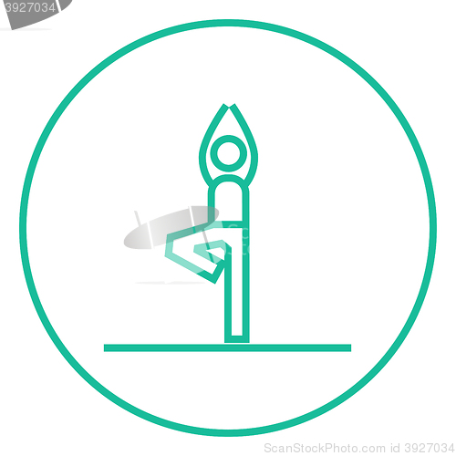 Image of Man practicing yoga line icon.