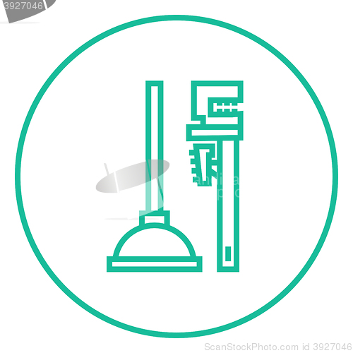 Image of Pipe wrenches and plunger line icon.