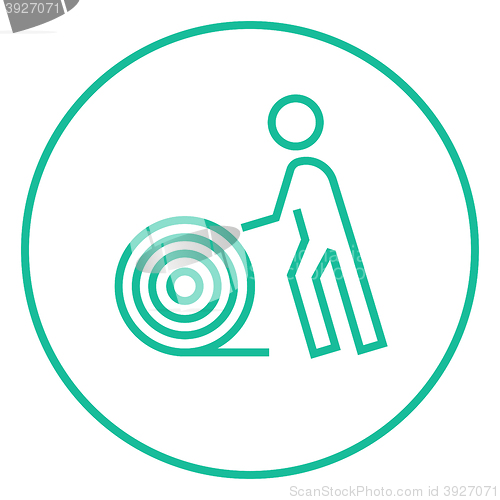 Image of Man with wire spool line icon.