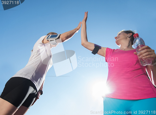 Image of congratulate and happy to finish morning workout