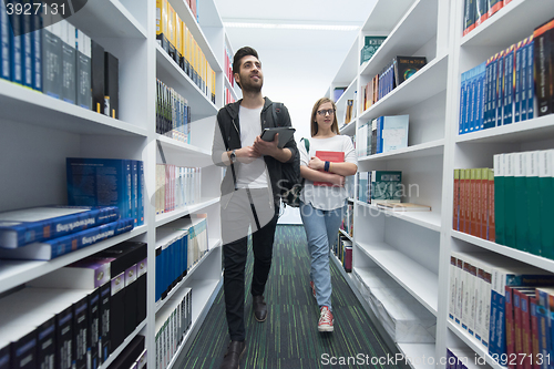 Image of students group  in school  library