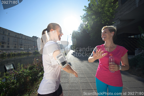 Image of congratulate and happy to finish morning workout