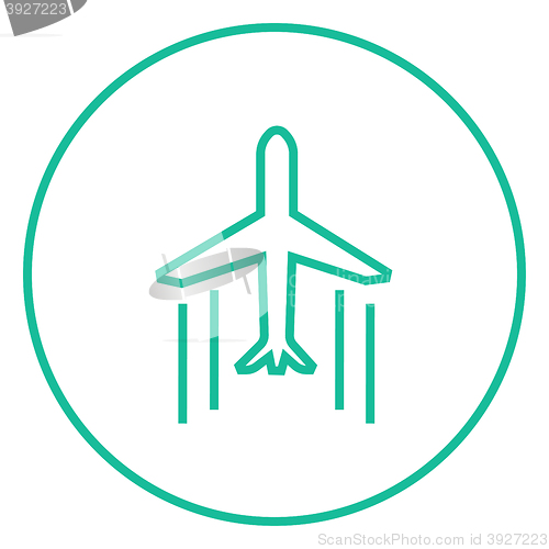 Image of Cargo plane line icon.