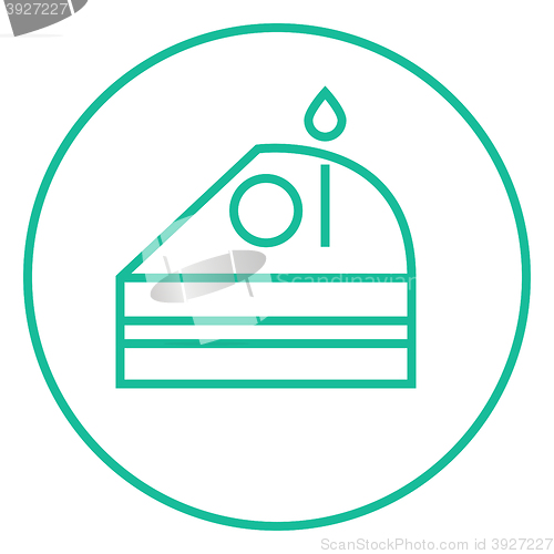 Image of Slice of cake with candle line icon.