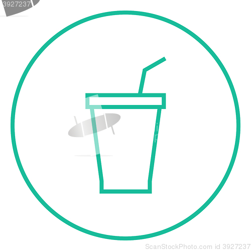 Image of Disposable cup with drinking straw line icon.