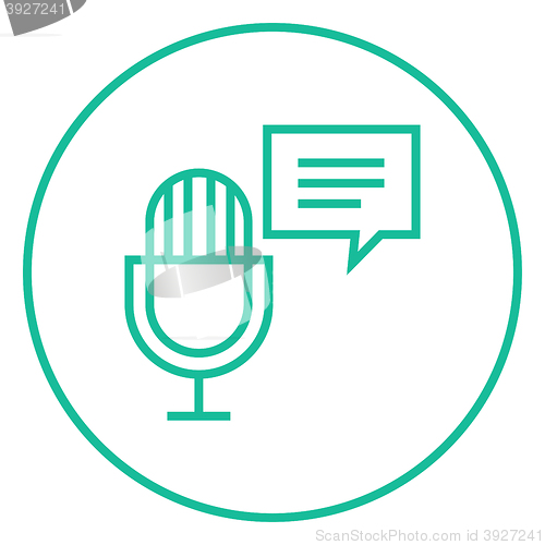 Image of Microphone with speech square line icon.