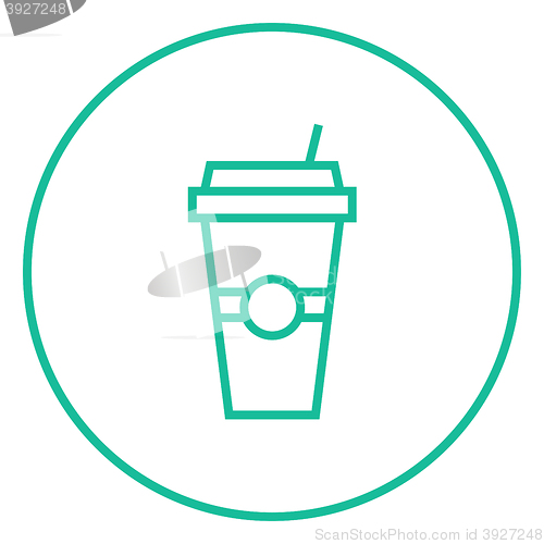 Image of Disposable cup with drinking straw line icon.