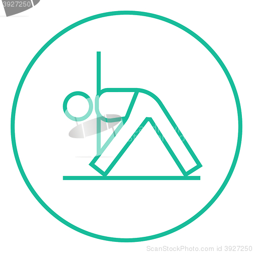 Image of Man practicing yoga line icon.