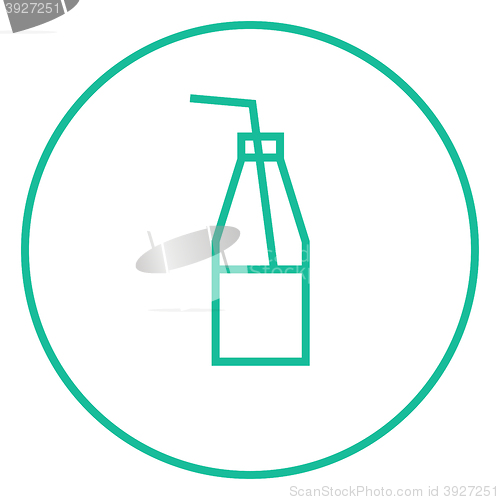 Image of Glass bottle with drinking straw line icon.