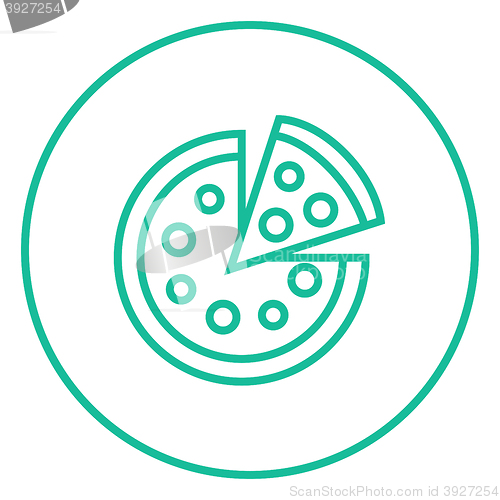 Image of Whole pizza with slice line icon.