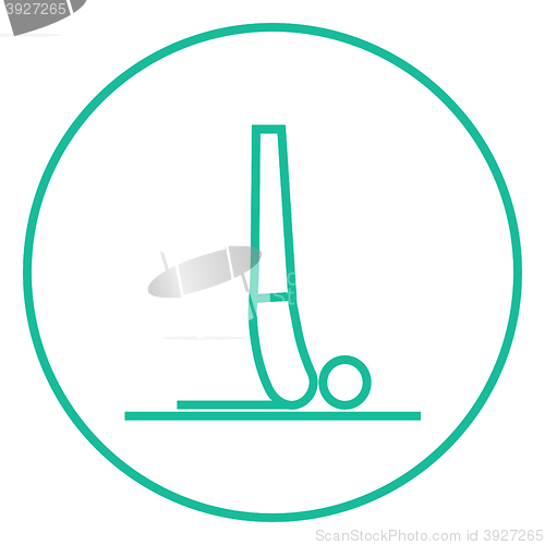 Image of Man practicing yoga line icon.