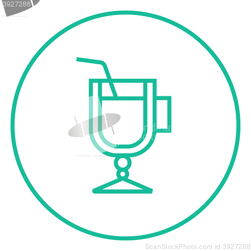 Image of Glass with drinking straw line icon.