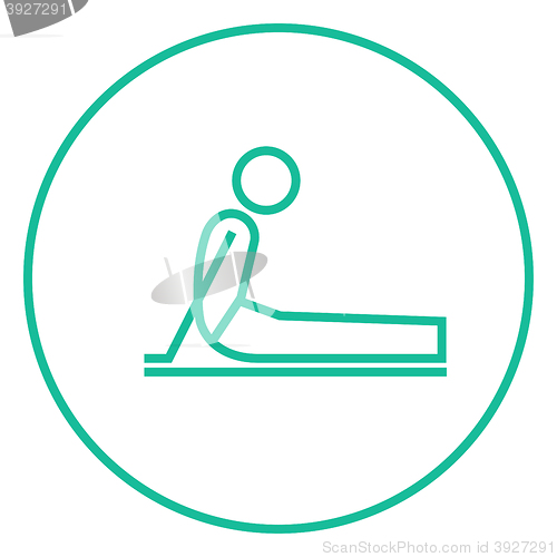 Image of Man practicing yoga line icon.