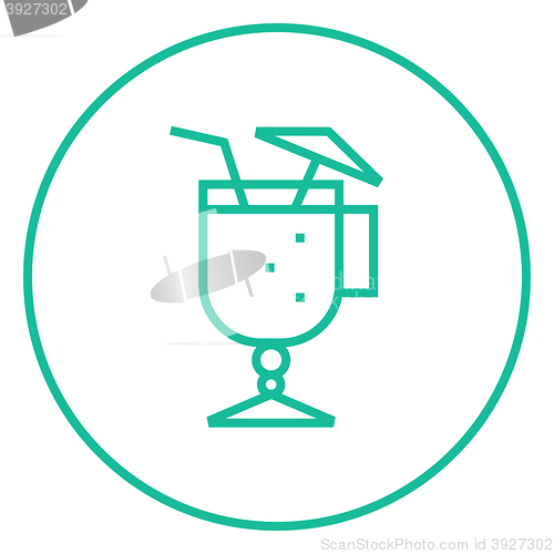 Image of Glass with drinking straw and umbrella line icon.