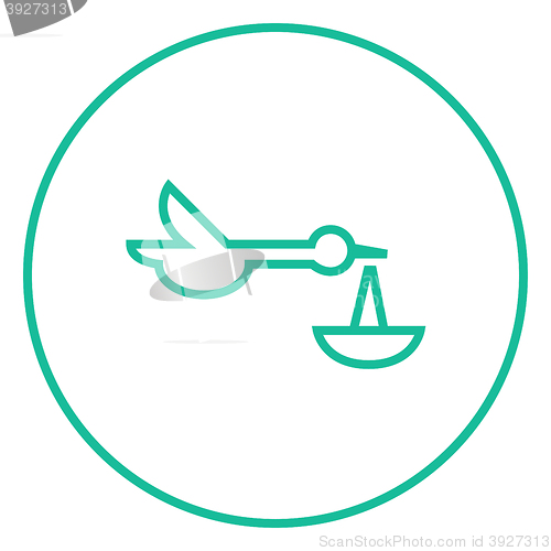 Image of Baby basket with stork line icon.