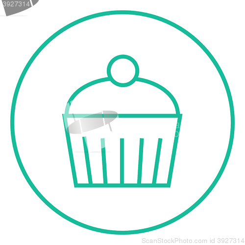 Image of Cupcake with cherry line icon.