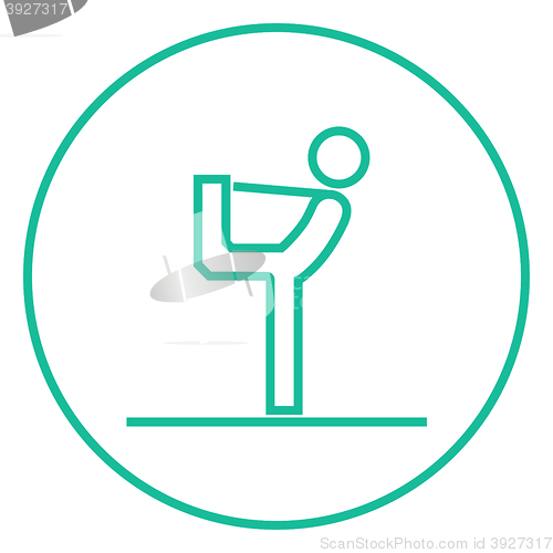 Image of Man practicing yoga line icon.