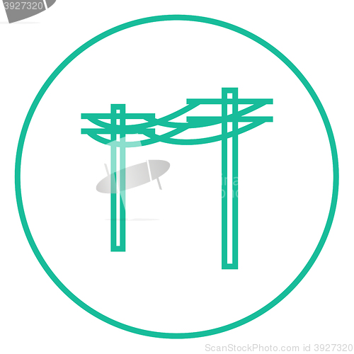 Image of High voltage power lines line icon.