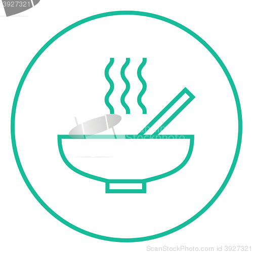 Image of Bowl of hot soup with spoon line icon.