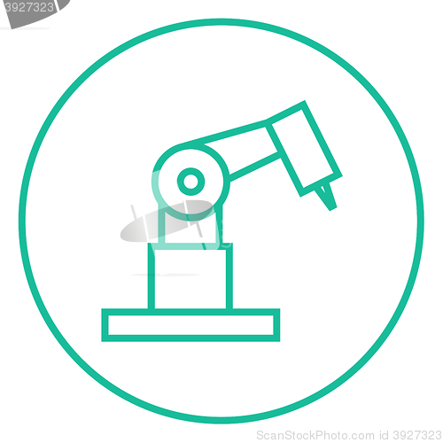 Image of Industrial mechanical robot arm line icon.