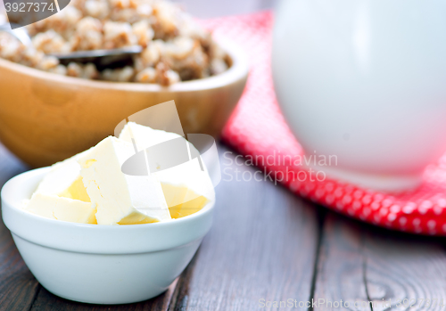 Image of buckwheat with milk and butter