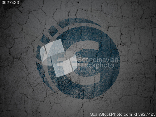 Image of Currency concept: Euro Coin on grunge wall background