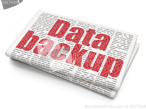 Image of Information concept: Data Backup on Newspaper background