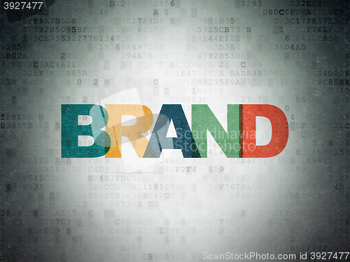 Image of Advertising concept: Brand on Digital Data Paper background