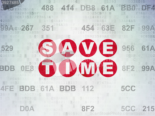 Image of Timeline concept: Save Time on Digital Data Paper background