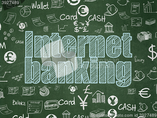 Image of Banking concept: Internet Banking on School board background