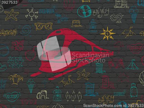Image of Vacation concept: Train on wall background