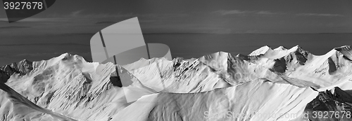 Image of Black and white panoramic view on off-piste slope