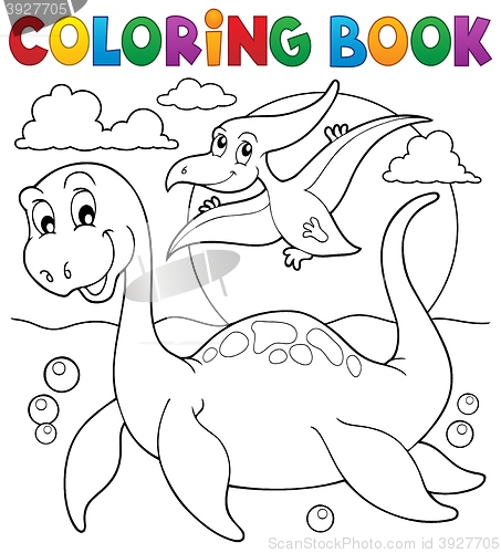 Image of Coloring book dinosaur theme 7