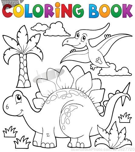 Image of Coloring book dinosaur theme 1