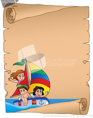 Image of Parchment with children on ship