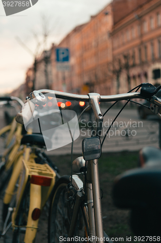 Image of the bike stands on city street