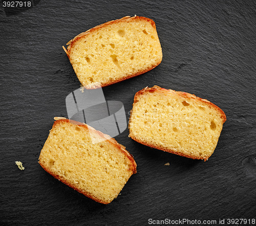 Image of freshly baked biscuit cake slices