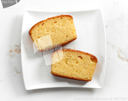 Image of biscuit cake on white plate