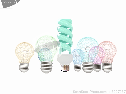 Image of energy-saving lamps. 3D illustration