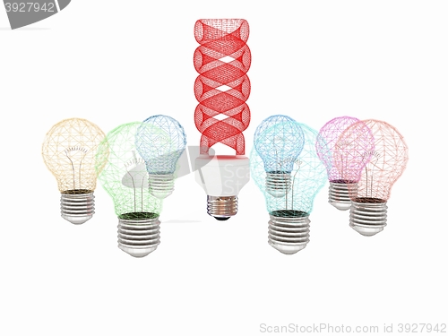 Image of energy-saving lamps. 3D illustration