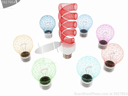 Image of energy-saving lamps. 3D illustration