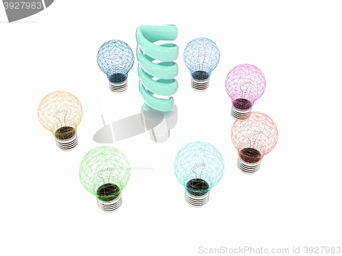 Image of energy-saving lamps. 3D illustration