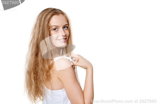 Image of Closeup portrait of beautiful blond woman